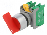 Switch: rotary | Stabl.pos: 1 | NO x2 | 3A/230VAC | 22mm | red | IP65