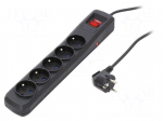 Plug socket strip: protective | Sockets: 5 | 250VAC | 10A