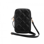 Guess PU Quilted 4G Metal Logo Wallet Phone Bag Zipper / Black