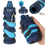 RoGer Foldable Silicone Water Bottle 500ml Blue