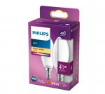 PHILIPS LED stikla 40W B35 E14 Silti balta 2700K matēta 2 gab spuldze 8718699777692 929001345367