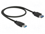 Cable | USB A socket,USB A plug | gold-plated | 0.5m | black | Cu