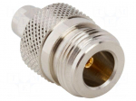 Adapter | N female,SMA male | Insulation: PTFE | 50&Omega; | brass | 11GHz