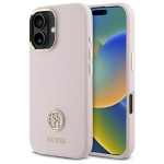 Guess GUHCP16SM4DGPP Silicone Logo Strass 4G Hardcase for iPhone 16 6.1" / pink