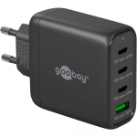 goobay USB-C multiport quick charger, PD, GaN, 68 watts (black, 3x USB-C, 1x USB-A, Power Delivery, QuickCharge)