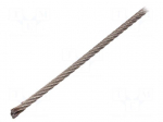 Rope | acid resistant steel A4 | &Oslash;rope: 4mm | L: 50m | Rope plexus: 7x7