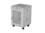 19" 15U 600 &times; 800 GREY FLOOR-STANDING RACK CABINET WITH PERFORATED DOOR AND LCD, LANBERG (FLAT PACK)