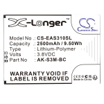 2500mAh Replacement Battery for Emporia Smart 3 Mini, Smart.3 Mini, Smart.4, Smart 4, AK-S3M-BC