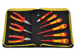 Kit: pliers and screwdrivers | Pcs: 9 | 1kVAC | Package: bag
