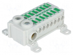 Splice terminal: distribution block | ways: 1 | terminals: 16 | green