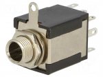 Socket | Jack 6,3mm | stereo | straight | for panel mounting | 10mm