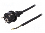 Cable | SCHUKO plug,CEE 7/7 (E/F) plug,wires | 4.5m | black | rubber