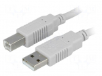 Cable | USB 2.0 | USB A plug,USB B plug | 3m | grey | Core: Cu