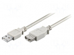 Cable | USB 2.0 | USB A socket,USB A plug | 5m | grey | Core: Cu