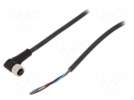 Connection lead | M8 | PIN: 3 | angled | 2m | plug | 60VAC | 4A | -25&divide;80&deg;C