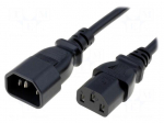 Cable | IEC C13 female,IEC C14 male | 0.5m | black | PVC | 3x0,75mm2