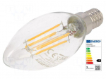 LED lamp | white warm | E14 | 230VAC | 470lm | P: 4.3W | 2700K | CRImin: 80