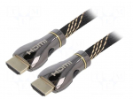 Cable | HDMI plug,both sides | textile | 3m | black | 28AWG | Core: Cu