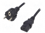 Cable | 3x1mm2 | CEE 7/7 (E/F) plug,IEC C13 female | PVC | 3m | black