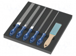 Tools set: files | in a foam tray | Number of files: 6 | Cut: 2