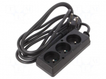 Extension lead | 3x1.5mm2 | 3m | PVC | black | Sockets no: 3 | 16A