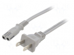 Cable | 2x18AWG | IEC C7 female,NEMA 1-15 (A) plug | PVC | 1.8m | grey