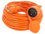 Extension lead | 3x1mm2 | 25m | PVC | orange | Sockets no: 1 | 10A