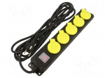 Extension lead | 3G1.5mm2 | 5m | rubber | black | Sockets no: 5 | 16A