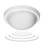 Sise universaalne valgustus // Pinnapealsed LED valgustid // 7070T/MAT-ALFA/MS/PL, oprawa oświetleniowa z mikrofalowym czujnikiem ruchu, 75W, E27, IP44, IK10, poliwęglan mleczny