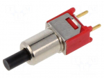 Switch: push-button | Pos: 2 | SPST | 20mA/20VAC | 0.02A/20VDC | 1G&Omega; | THT