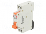 RCBO breaker | Inom: 10A | Ires: 30mA | Poles: 1+N | 230/400VAC | IP20