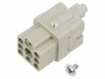 Connector: HDC | contact insert | female | CQ | PIN: 7 | 10A | 600V | 7+PE