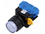 Switch: push-button | 22mm | Stabl.pos: 2 | NO | white | LED | IP65 | YW