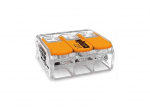 COMPACT SPLICING CONNECTOR - FOR ALL CONDUCTOR TYPES - max. 6 mm&sup2; - 3-CONDUCTOR - WITH LEVERS - TRANSPARENT HOUSING