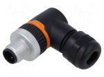 Connector: M12 | plug | PIN: 3 | male | 250V | angled 90&deg; | IP67 | for cable