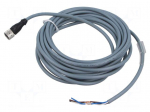 Cable: for sensors/automation | M12 | PIN: 4 | straight | 5m | plug | 4A