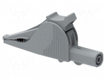 Crocodile clip | 36A | grey | Grip capac: max.40mm | Socket size: 4mm