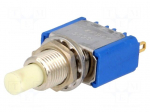 Switch: push-button | Pos: 2 | SPDT | ON-(ON) | Illumin: none | &Oslash;6.5mm