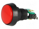 Switch: push-button | Pos: 2 | SPDT | 10A/250VAC | ON-(ON) | red | &Oslash;: 44mm