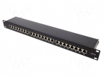 Patch panel | RACK | black | RJ45 socket x24 | rack 19" | 19" | Cat 6a
