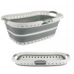 Beldray LA072979GRNFEU7 Collapsible Hip Hugger Laundry Basket  37 L, White/Grey