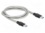Cable | USB A plug,both sides | 1m | silver | 24AWG,28AWG | 5Gbps