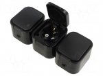Connector: AC supply | socket | 2P+PE | 250VAC | 16A | black | wall mount