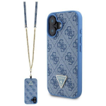 Guess GUHCP16SP4TDSCPB Leather Metal Logo Strass Crossbody Hardcase for iPhone 16 6.1" / blue