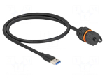 Cable | with flap | USB A socket,USB A plug | 0.5m | black | IP68