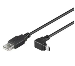 Kabelis USB2.0 A spraudnis -> USB mini B spraudnis 90&deg; leņķis,1.8m melns