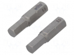Screwdriver bit | Allen hex key | HEX 5mm | Overall len: 25mm | 2pcs.