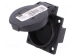 Connector: AC supply | socket | 2P+PE | 230VAC | 16A | black | PIN: 3 | IP54