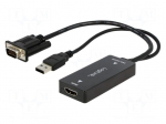 Cable | D-Sub 15pin HD plug,HDMI socket,USB A plug | black