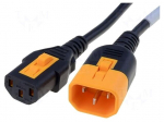 Cable | IEC C13 female,IEC C14 male | 1.5m | with locking | black